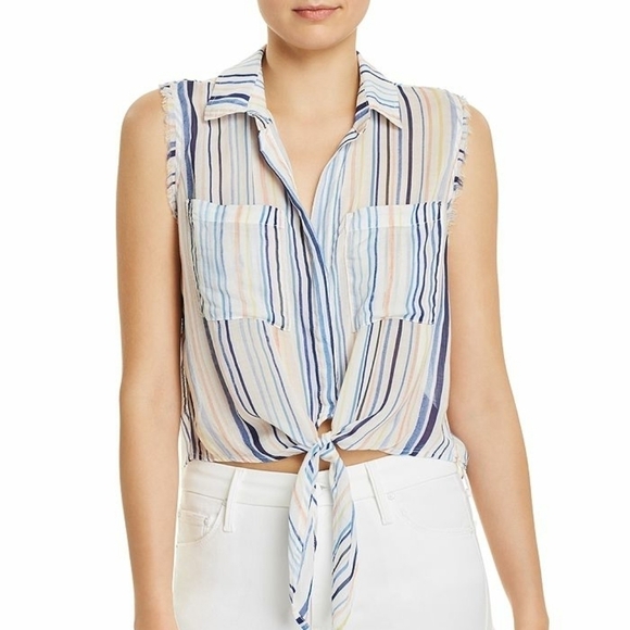 Bella Dahl Striped Tie Front Tank Top Size Medium - Picture 1 of 11